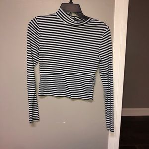 Black and white striped crop top